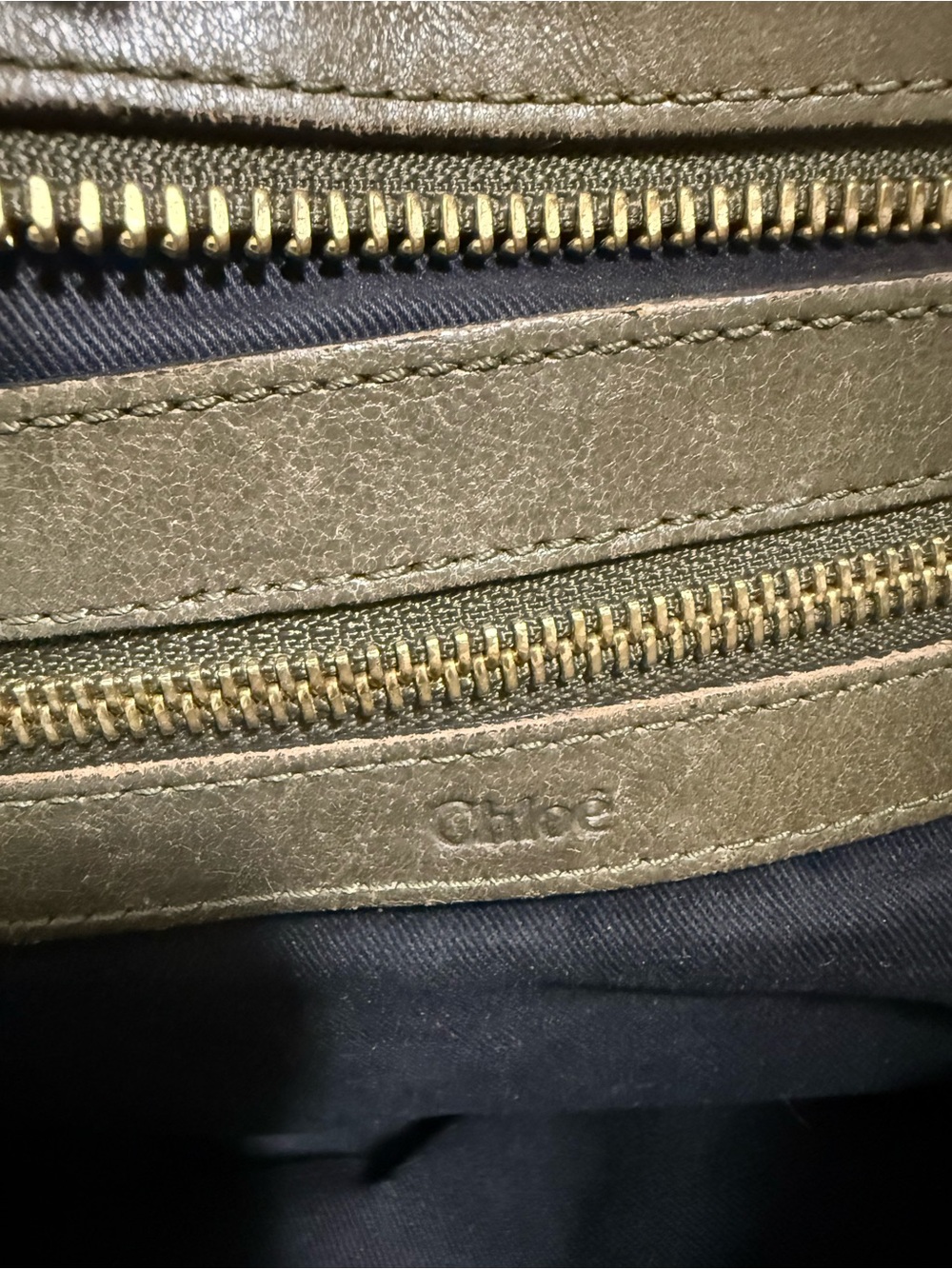 Chloe Olive Green Leather Shoulder Bag‎ with Gold Accents Project AS IS - Picture 7 of 12